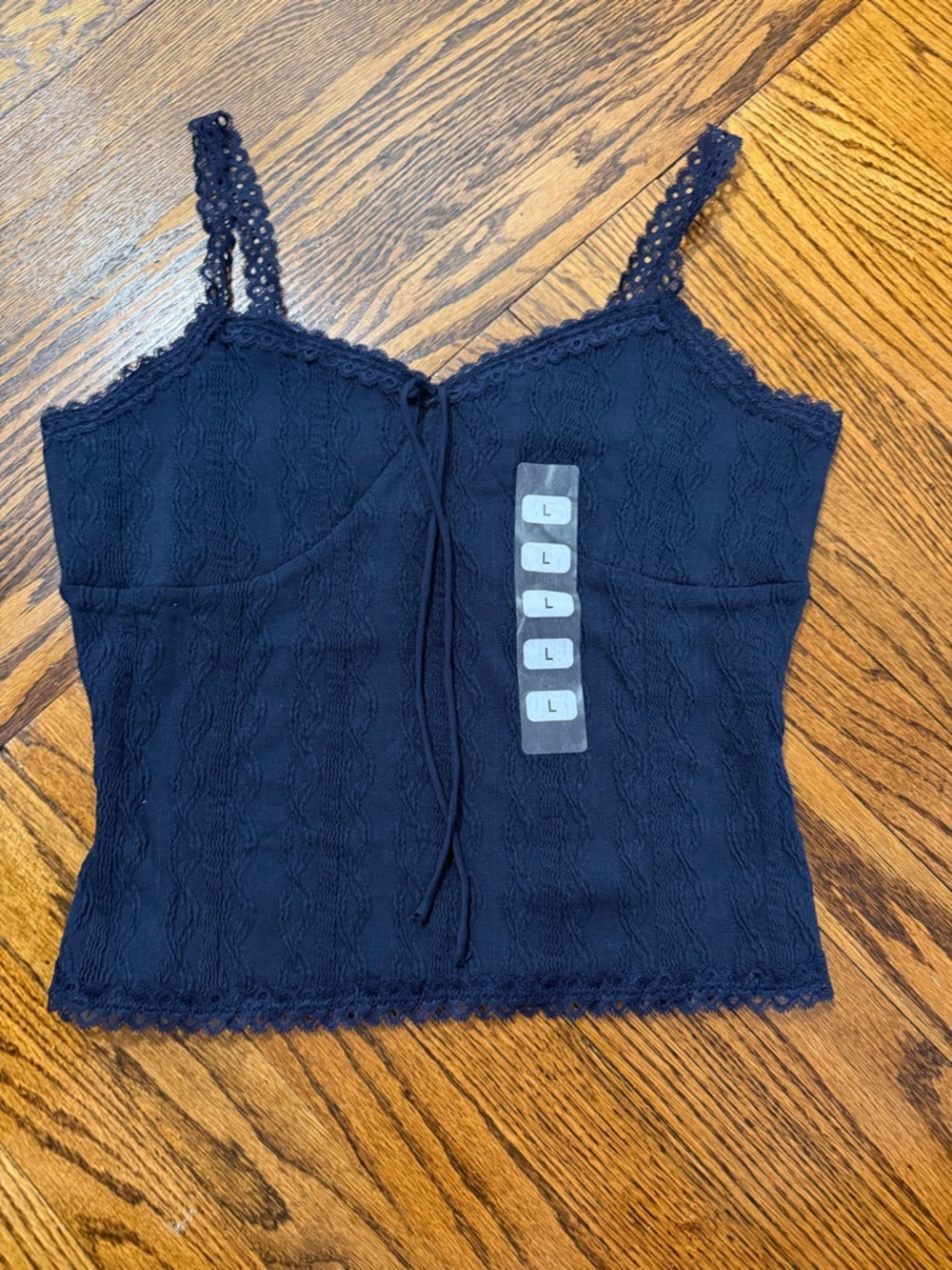 Lace-Detail Camisole Tank Top - Black